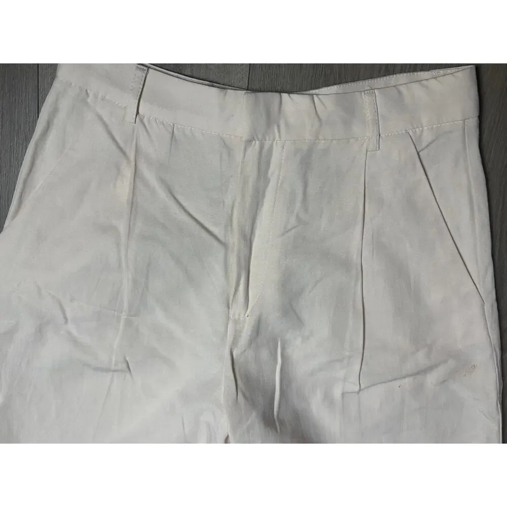 Zara linen blend High Waisted wide leg trousers small